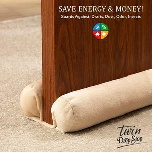 Drop Stop Bloqueur Balais sous la porte Lavable Bande d'étanchéité réglable en velours 1Mètre - Beige