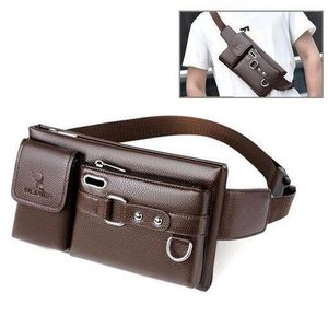 Sacoche bandoulière homme cuir marron multifonctions étanche porte-montre portefeuille, clés et autres petits objets.