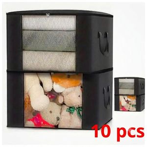 Lot de 10 Pcs-Sac de Rangement Pliable pour Vêtements et Couvertures avec Fenêtre Transparente
