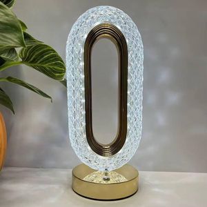 Lampe de Table LED en Cristal Acrylique Ovale - Design Luxe Moderne, Contrôle Tactile, Éclairage d'Ambiance Rechargeable USB pour Salon et Chambre