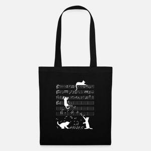 Clef de musique chaton chat musical- , حقيبة تسوق قماشية 35 × 40 سم - حقيبة اليد