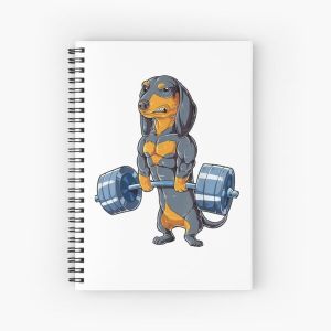 Funny Deadlifting Dachshund Bodybuilding and Gym Lover Sausage Dog Mom Gift Spiral Notebook Bloc note