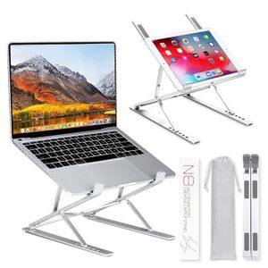 Support Laptop Aluminium 1 Pièce Réglable Ventilé Antidérapant pour PC 10 à 17 Pouces