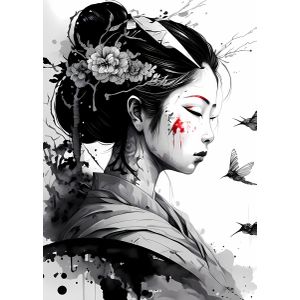 Geisha japan asian flower  Style 2 Poster Chambre Haute Qualité