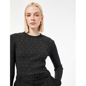 Koton Pull en maille à détails de pierres - Anthracite