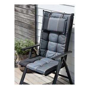 Coussin de Chaise Inclinable - Rembourré et Confortable - Pour Jardin et Extérieur - Gris à Rayures