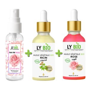 LY BIO ليبيو باك ماء ورد 100 مل + زيت خروع 50 مل - قطارة + زيت الورد 50 مل - قطارة