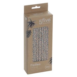 Five 100 Pailles en papier à motifs 2