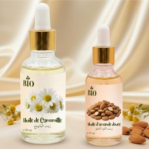 Bio Pack x2 Huile de camomille 50 ml et Huile de amande douce 30 ml qualité premium