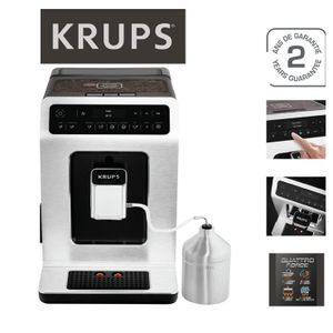 Krups إسبريسو إيفيدنس باللون الفضي/الأسود مع إبريق حليب من الفولاذ المقاوم للصدأ EA891D10