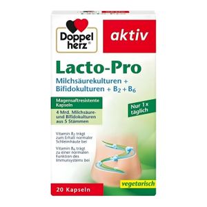 Doppelherz Lactobacillus and Bifidobacterium - Soutien Digestif et Immunitaire - Vitamines B2 et B6 - 20 Gélules