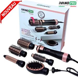 iVANOPRO PROFESSIONNAL Brosse à air chaud et sèche-cheveux professionnel IVANO 5 en 1 Volumisante Rotative à Air  IVO 232
