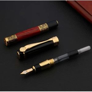 Stylo Rétro en Métal – Rouge & Noir – Pointe Moyenne (M)