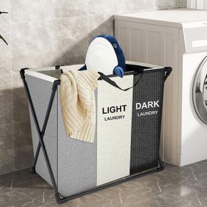 3 Panier à linge pliable, Laundry Panier Rangement Lavage des vêtements 3 sections