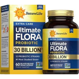 Renew Life Probiotique ultime Flora Extra Care 30 milliards 60 casquettes végétaliennes