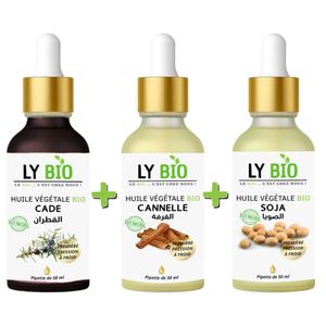 LY BIO PACK HUILE CADE 50ML - PIPETTE + HUILE CANNELLE 50ML - PIPETTE + HUILE SOJA 50ML - PIPETTE