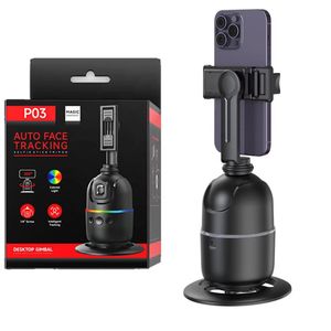 Trépied de suivi intelligent pour appareil photo Smartphone, lumière colorée, Rotation à 360 °, mise au point de suivi, cardan pour la photographie en direct Tiktok