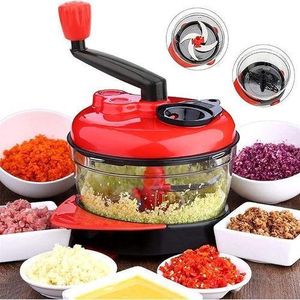 Hachoir manuel multifonction 3L – Robot de cuisine à manivelle, coupe-légumes et hachoir à viande inox, mixeur manuel rapide avec lames ultra-tranchantes, bol transparent grande capacité, base antidérapante, idéal pour oignons, légumes, fruits et herbes