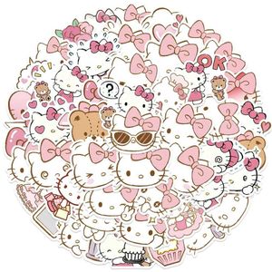 Stickers Cute Pink Hello Kitty Sanrio Kawai Cute Cartoon Anime 30Pcs
