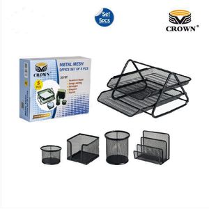 Crown Set de 7 accessoires rangement bureau en métal à prix pas cher