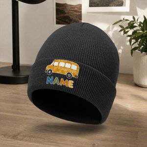 Bonnet Jaune Bus Scolaire pour Homme et Femme - Bonnet d'Hiver Léger et Chaud sans Bord avec Bus Scolaire, Adapté pour le Vélo, les Activités de Plein Air, les Cadeaux de Noël, Lavable à la Main pour les Parents et pour le Temps Froid