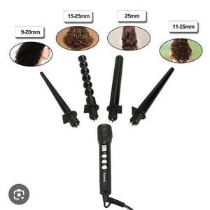 Kemei Bigoudi Professionnel 4 en 1, électrique Peignes capillaires Fer à friser en céramique boucleur, fer à onduler, outils de coiffage