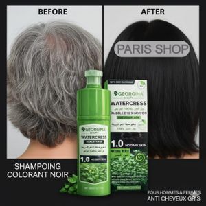 Shampoing Colorant Noir homme et femme Naturel – Georgina Beauty Watercress  400 ml  coloration barbe
