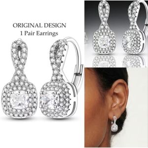 Boucles d’oreilles pendantes plaqué argent avec zircon scintillant – élégance luxe-haute qualité 