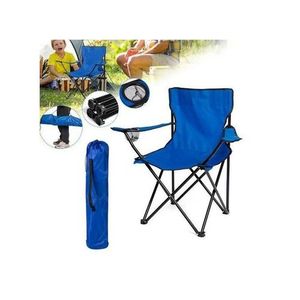 عرض أعلى كرسي التخييم والشاطئ مع حامل أكواب أحمر