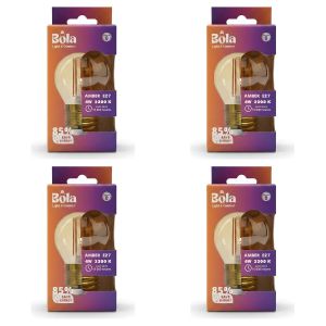 Bola Lot de 4 - Ampoule LED G45 - Ambre 4W 2200K E27 - Éclairage Décoratif Ambiant