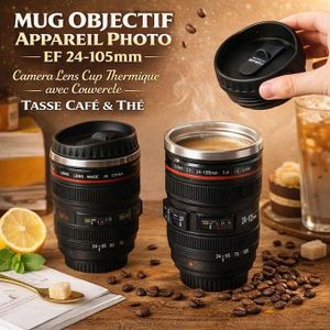 Mug Objectif Photo 24-105 mm en Acier Inoxydable – Tasse à Café Design Appareil Photo
