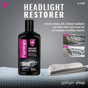 Rénovateur de Phares Auto Flamingo- 300ml avec Chiffon Microfibre - Pack Polissage et Nettoyage Anti Jaunissement pour Optiques de Phare