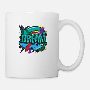 Dream text art- Graffiti grunge style design Mug, Haut Qualité , كأس ,كوب مخصص ,هدية عيد ميلاد
