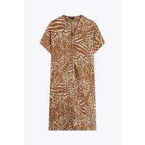 Marwa فستان ميدي بنقشة جلد حيوانية بلون الجمل والبيج - R4830E25