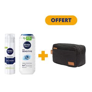 NIVEA MEN Mousse à Raser Sensitive 200ml + Gel Douche Sensitive 250ml = Trousse Offerte