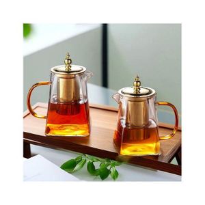 إبريق شاي زجاجي مع مصفاة قابلة للإزالة من الفولاذ المقاوم للصدأ