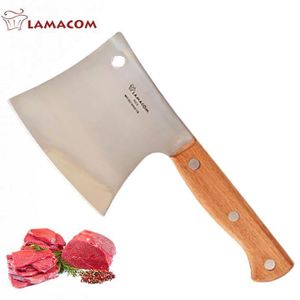 Lamacom Couperet Carrée de cuisine en Acier Inoxydable Plus Manche en bois
