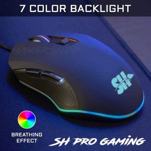 SH Souris de jeu gamer PRO RGB Capteur Optique 1200 à 3200 DPI LED 6 boutons