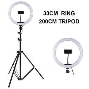 Ring Light LED 33cm avec Trepied et Support Telephone, Selfie RingLight pour Live Video/Maquillage/Vlog