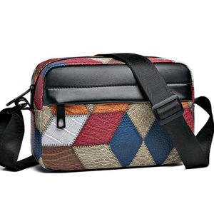 Sac Bandoulière Rectangulaire Unisexe – Design Patchwork Coloré Tendance, Sacoche Légère pour Voyage, Shopping et Quotidien