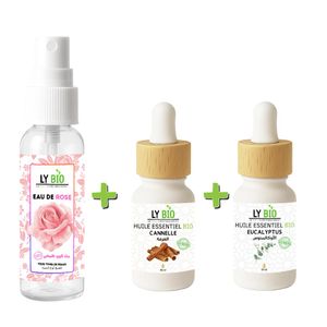 LY BIO ليبيو حزمة ماء الورد 100 مل + زيت القرفة العطري 10 مل + زيت الأوكالبتوس العطري 10 مل