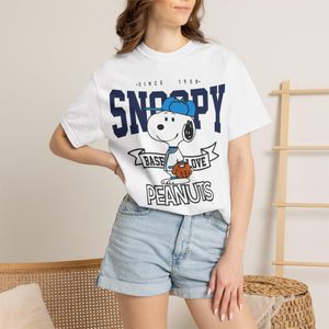 CAPRI T-Shirt Graphic Unisex "SNOOPY Baseball Love Since 1958" - Coton Doux couleur blanc 