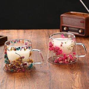 2 PCS Tasses Transparentes Fleuries – Élégance et Charme pour Café, Thé et Lait