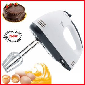 Batteur à main électrique à 7 vitesses de 260W // Mélangeur avec 2 fouets et 2 crochets - pour un usage domestique