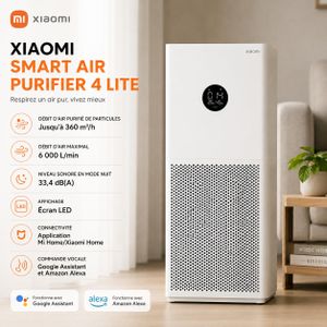 XIAOMI Smart Air Purifier 4 Lite Filter Triple couche écran LED, Mode Nuit et contrôle connecté.