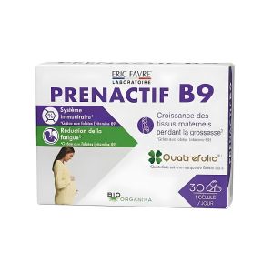 Eric Favre Prenactif B9 - Vitamine B9 (Folates) - Soutien Immunitaire, Réduction Fatigue & Grossesse - 30 Gélules