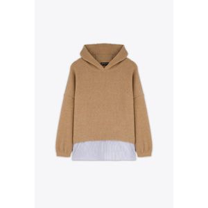 Marwa قميص بغطاء رأس بيج داكن، قطعتان في قطعة واحدة