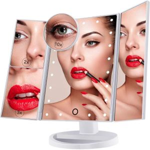 Miroir Maquillage LED Réglable – Miroir Cosmétique Éclairé avec Lumière LED & Rotation à 360° – Portable et Amovible