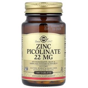 Solgar Picolinate de zinc, 22 mg, 100 comprimés