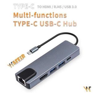HUB multiport 5 En 1 USB type-c vers HDMI, RJ45 Lan, PD 3.0/USB-C, pour MacBook Pro, Huawei Mate 30, 4K, séparateur USBC OTG